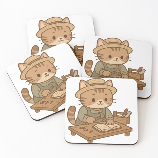 Item preview, Kawaii Carpenter Cat – Cute Workshop Art designed and sold by kimkosovo.