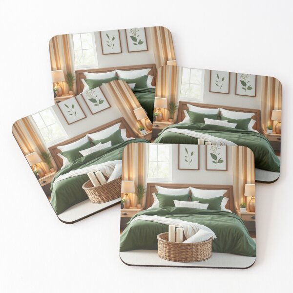 Item preview, Organic Modern Bedroom with Forest Green Bedding designed and sold by Vida e Arte.