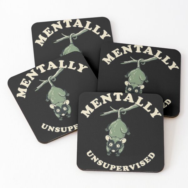 Item preview, Mentally Unsupervised | Funny Hanging Opossum Retro Design designed and sold by Akio Saiko.