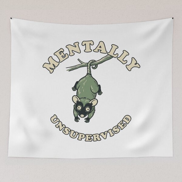 Item preview, Mentally Unsupervised | Funny Hanging Opossum Retro Design designed and sold by Akio Saiko.