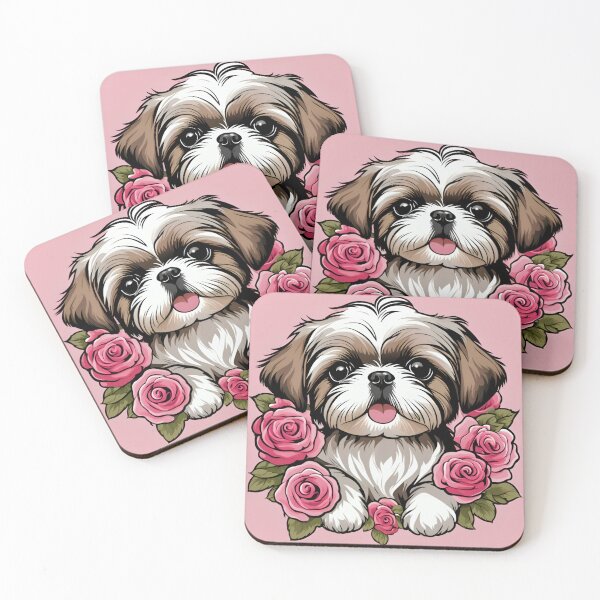Item preview, Smiling Shih Tzu Surrounded by Pink Roses designed and sold by CASASIS_MERCH.