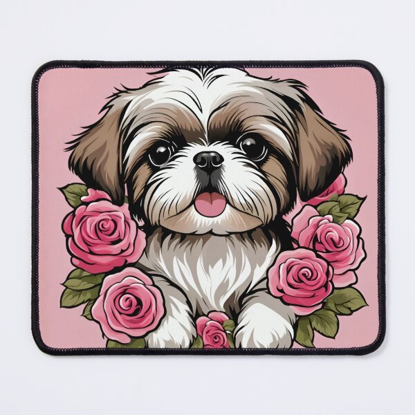 Item preview, Smiling Shih Tzu Surrounded by Pink Roses designed and sold by CASASIS_MERCH.