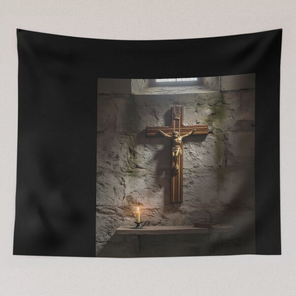 Item preview, Crucifix and Candle in Stone Room designed and sold by balquebratum.