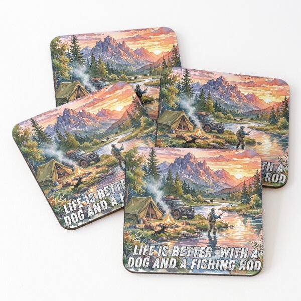 Item preview, Life is better with a dog and fishing rod  designed and sold by paws-peaks-adv.