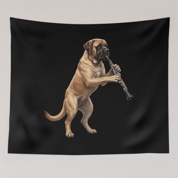 Item preview, Mastiff Playing Oboe Player Oboist Dog Lover designed and sold by DoodleTortle.