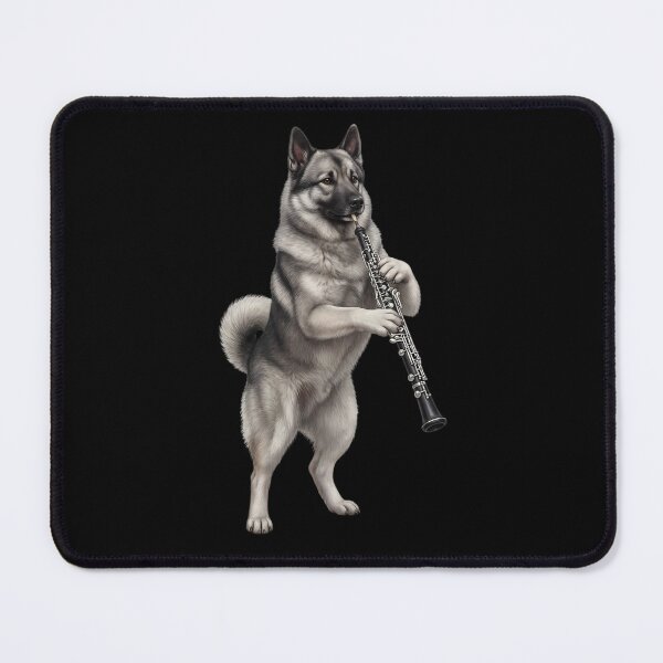 Item preview, Norwegian Elkhound Playing Oboe Player Oboist Dog Lover designed and sold by DoodleTortle.