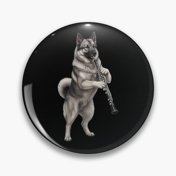 Item preview, Norwegian Elkhound Playing Oboe Player Oboist Dog Lover designed and sold by DoodleTortle.