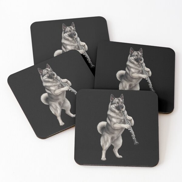 Item preview, Norwegian Elkhound Playing Oboe Player Oboist Dog Lover designed and sold by DoodleTortle.
