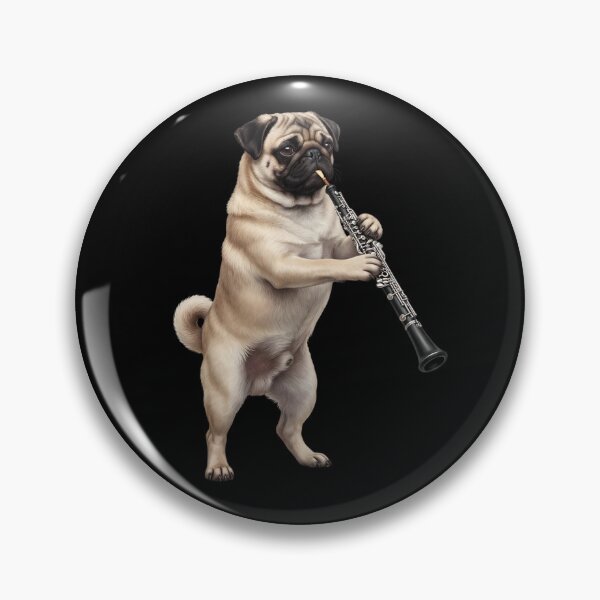 Item preview, Pug Playing Oboe Player Oboist Dog Lover designed and sold by DoodleTortle.