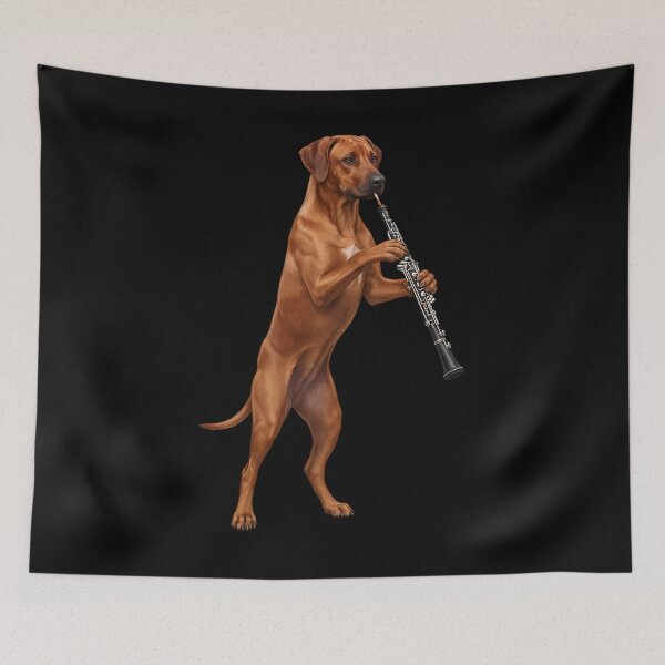 Item preview, Rhodesian Ridgeback Playing Oboe Player Oboist Dog Lover designed and sold by DoodleTortle.