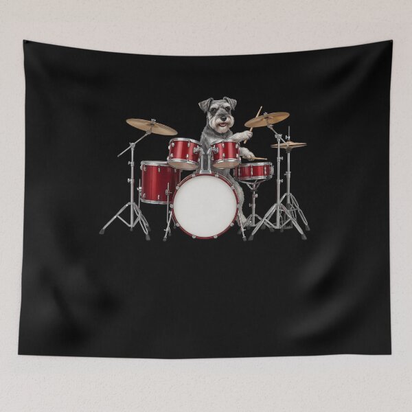 Item preview, Miniature Schnauzer Playing Drum Kit Drummer Dog Lover designed and sold by TerryConnells.
