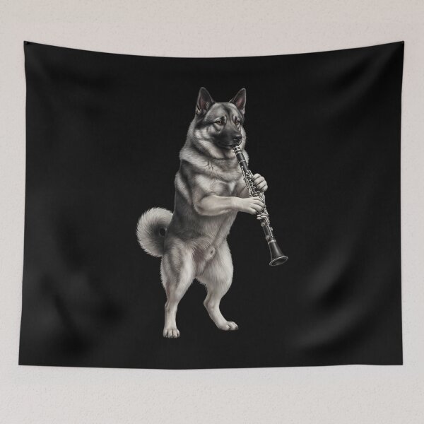 Item preview, Norwegian Elkhound Playing Clarinet Player Clarinetist Dog Lover designed and sold by TerryConnells.