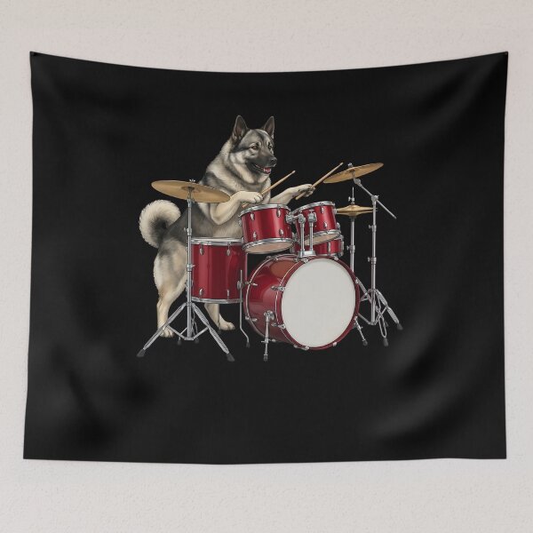Item preview, Norwegian Elkhound Playing Drum Kit Drummer Dog Lover designed and sold by TerryConnells.
