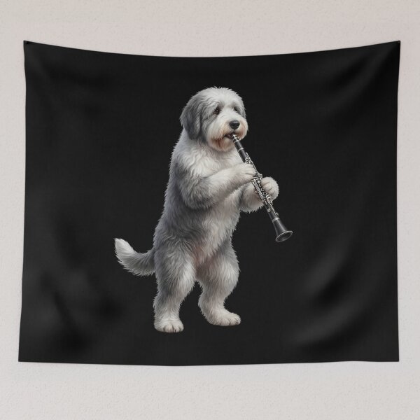 Item preview, Old English Sheepdog Playing Clarinet Player Clarinetist Dog Lover designed and sold by TerryConnells.