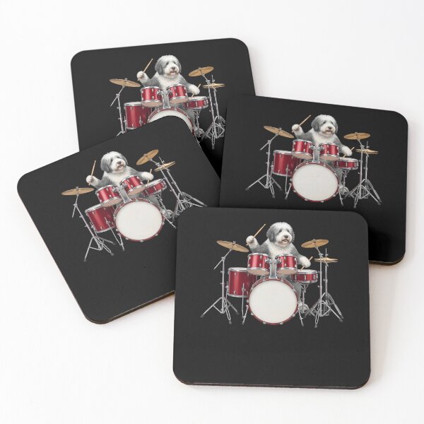Item preview, Old English Sheepdog Playing Drum Kit Drummer Dog Lover designed and sold by TerryConnells.
