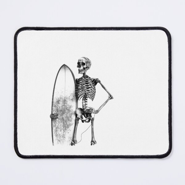Item preview, Black and White Skeleton Surfer with Surfboard Coastal Gothic Art designed and sold by inkoutninja.