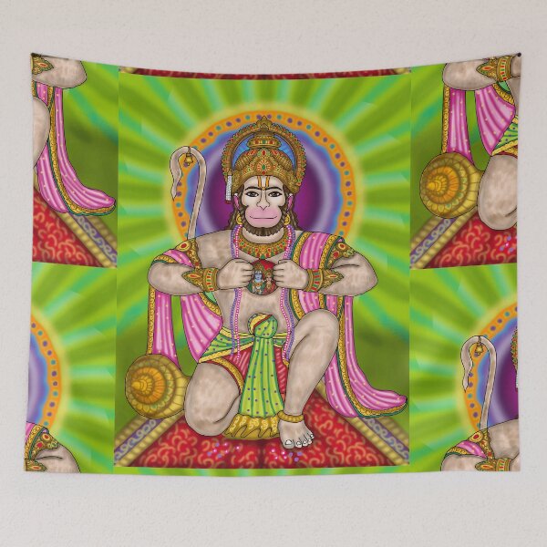 Item preview, Lord Hanuman Powerful Design – Hindu Devotional Art Illustration designed and sold by Harshit_Digital_Arts.