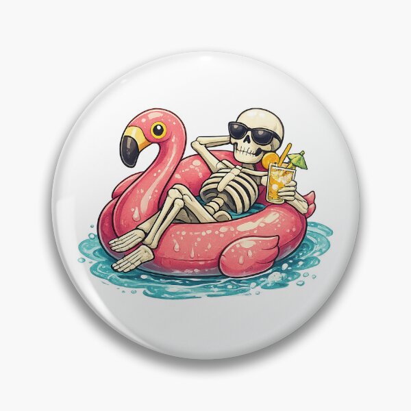 Item preview, Relaxing Skeleton Flamingo Pool Float designed and sold by BoostingBliss.