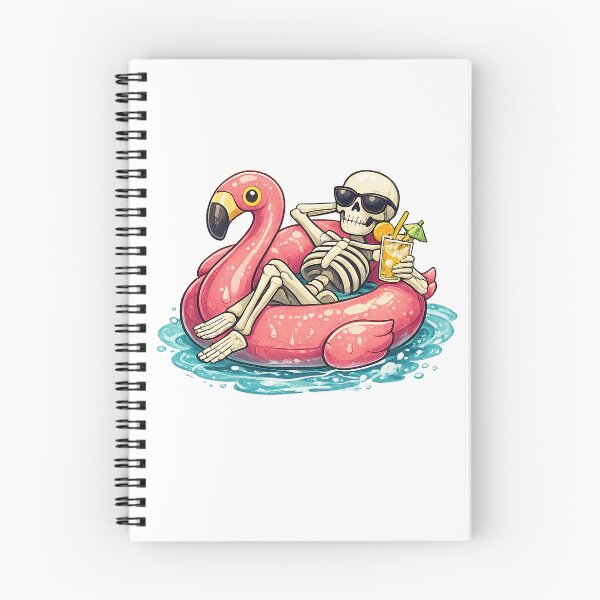 Item preview, Relaxing Skeleton Flamingo Pool Float designed and sold by BoostingBliss.