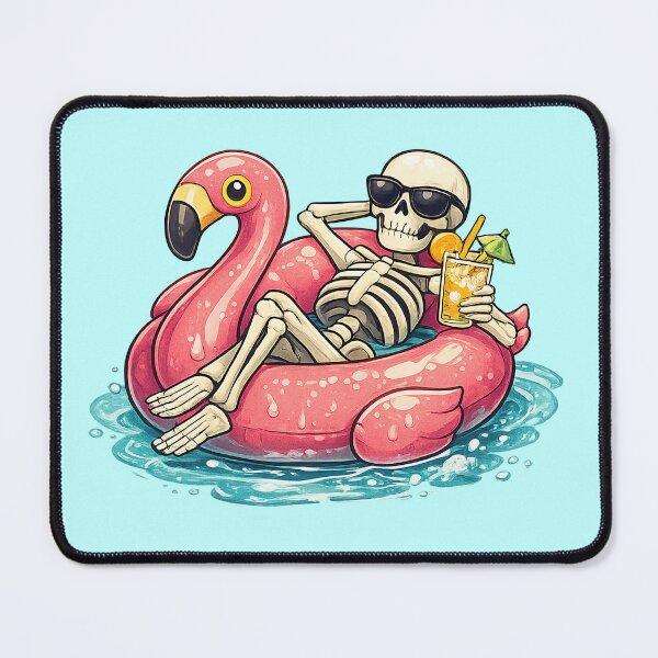Item preview, Relaxing Skeleton Flamingo Pool Float designed and sold by BoostingBliss.