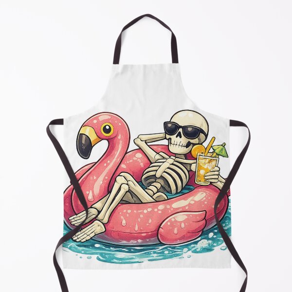 Item preview, Relaxing Skeleton Flamingo Pool Float designed and sold by BoostingBliss.
