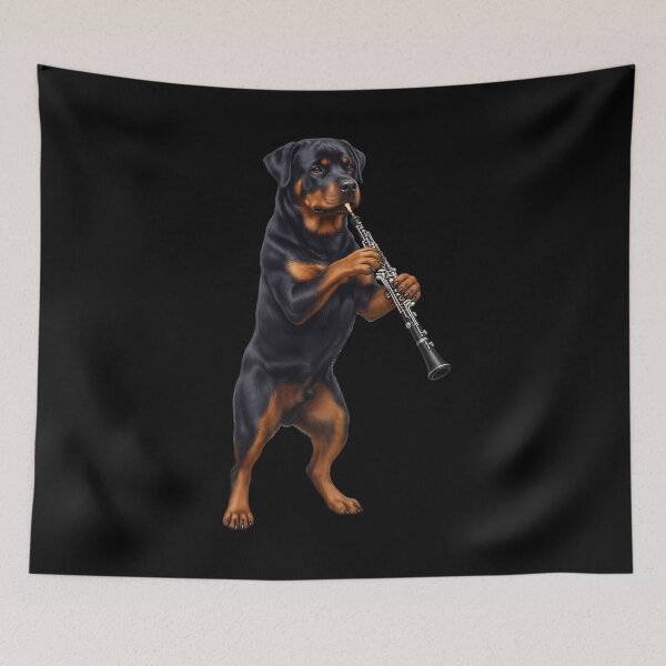 Item preview, Rottweiler Playing Oboe Player Oboist Dog Lover designed and sold by DoodleTortle.