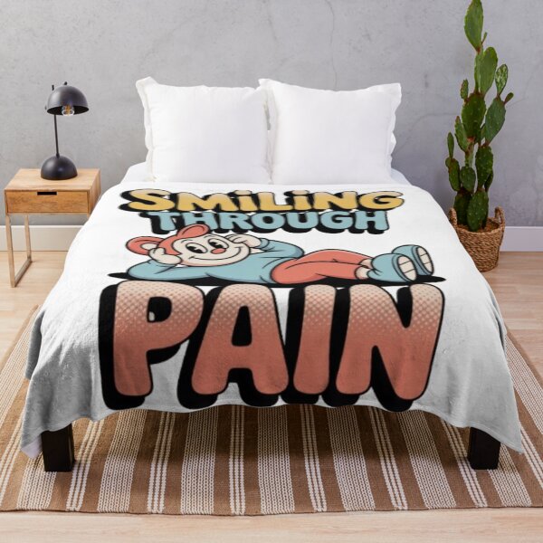 Item preview, Smiling Through Pain – Retro Cartoon Humor Graphic T-Shirt Design designed and sold by NewUSShop.