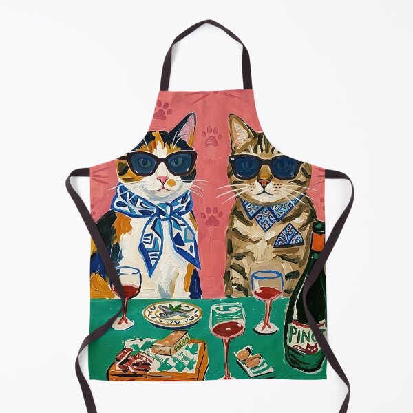 Item preview, Two Sophisticated Cats Wearing Sunglasses Dining with Pinot Red Wine Art Digital Print designed and sold by LuxeBuzz.