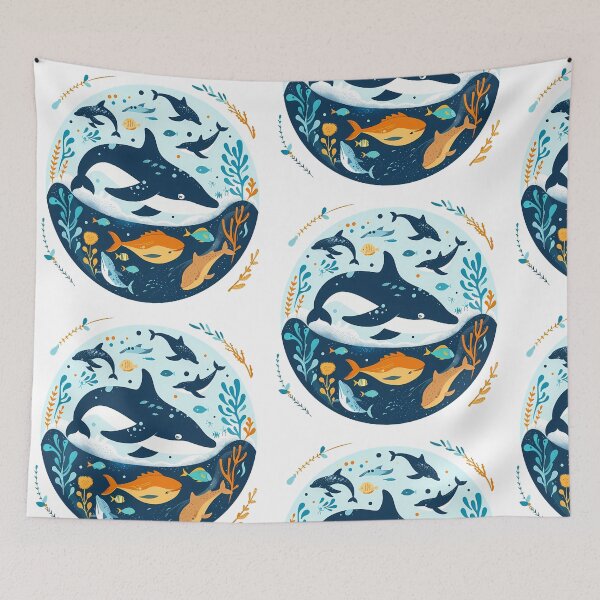 Item preview, Whale and Ocean Life Illustration designed and sold by Syncwavesl.