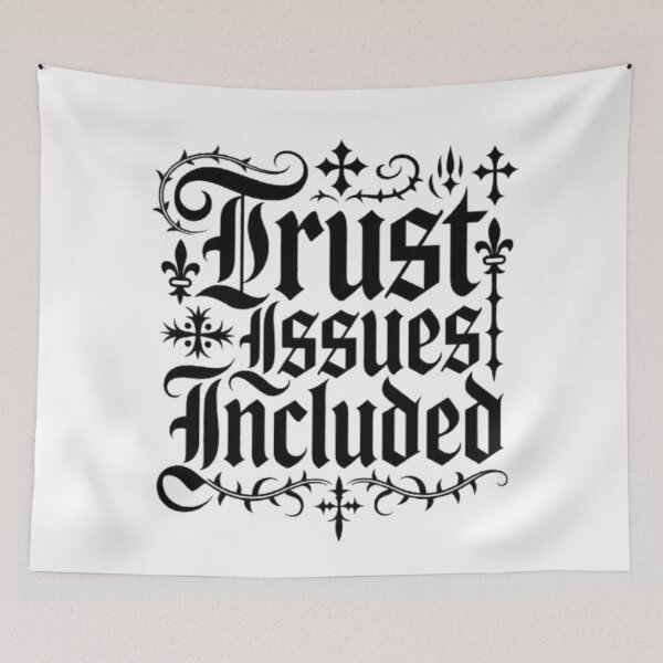 Item preview, Trust Issues Included – Gothic Ornamental Typography Dark Aesthetic T-Shirt Design designed and sold by NewUSShop.