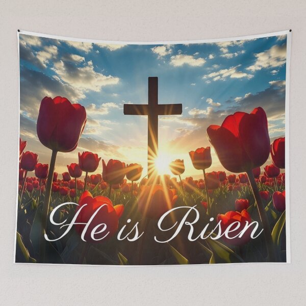 Item preview, He Is Risen – Glowing Cross Easter Faith Art designed and sold by PixelVibe782.