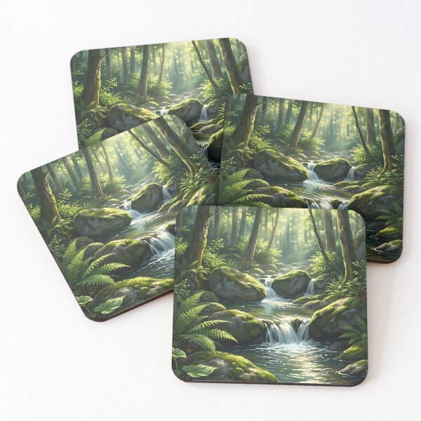 Item preview, Forest Stream with Mossy Rocks designed and sold by ELAINEMARTIN72.