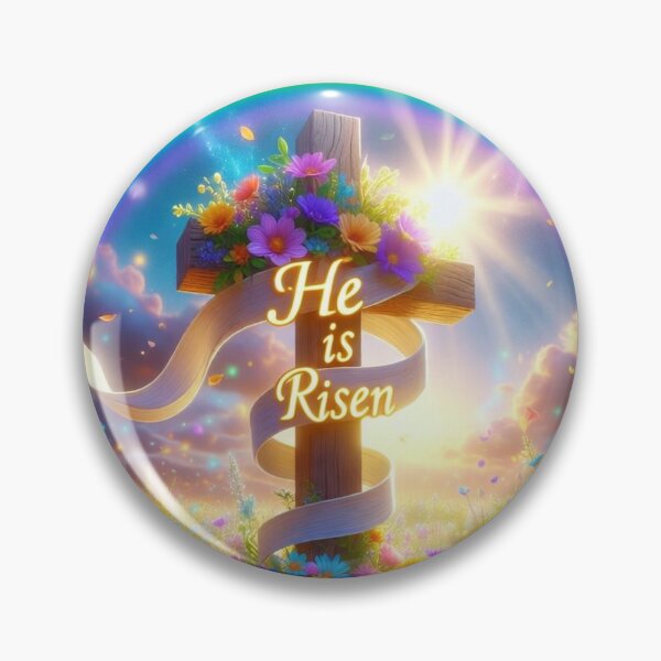 Item preview, He Is Risen Rainbow Cross – Christian Easter Faith Art designed and sold by PixelVibe782.