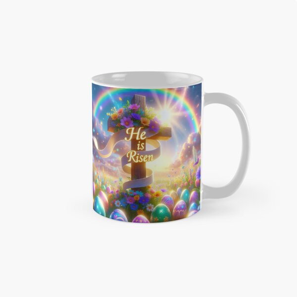 Item preview, He Is Risen Rainbow Cross – Christian Easter Faith Art designed and sold by PixelVibe782.