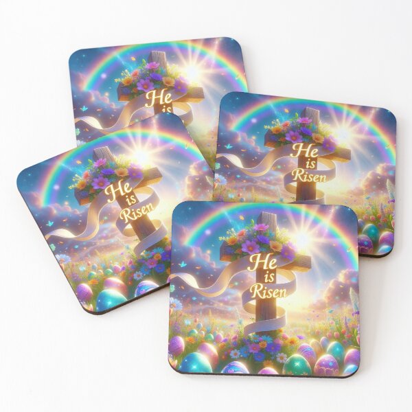 Item preview, He Is Risen Rainbow Cross – Christian Easter Faith Art designed and sold by PixelVibe782.