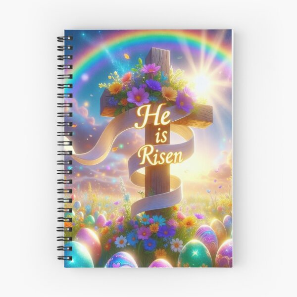Item preview, He Is Risen Rainbow Cross – Christian Easter Faith Art designed and sold by PixelVibe782.
