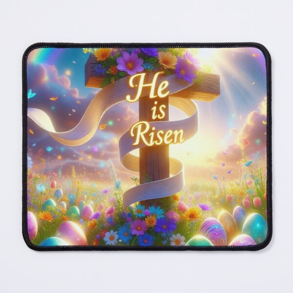 Item preview, He Is Risen Rainbow Cross – Christian Easter Faith Art designed and sold by PixelVibe782.