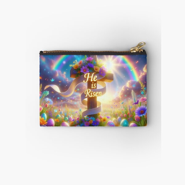 Item preview, He Is Risen Rainbow Cross – Christian Easter Faith Art designed and sold by PixelVibe782.