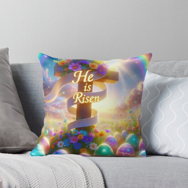 Item preview, He Is Risen Rainbow Cross – Christian Easter Faith Art designed and sold by PixelVibe782.