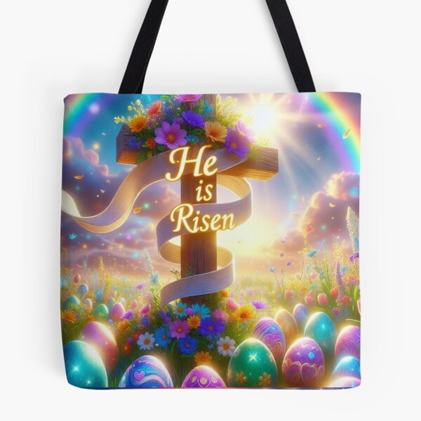 Item preview, He Is Risen Rainbow Cross – Christian Easter Faith Art designed and sold by PixelVibe782.