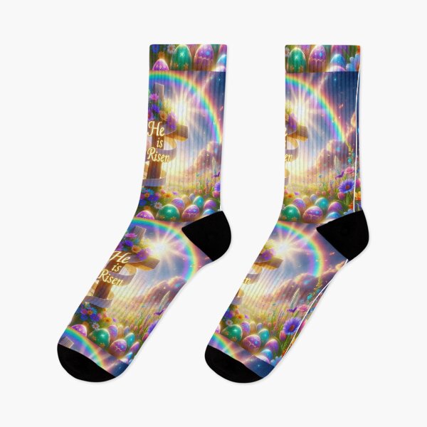 Item preview, He Is Risen Rainbow Cross – Christian Easter Faith Art designed and sold by PixelVibe782.
