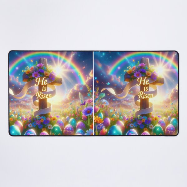 Item preview, He Is Risen Rainbow Cross – Christian Easter Faith Art designed and sold by PixelVibe782.
