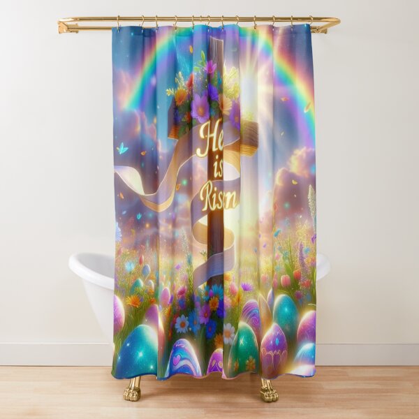 Item preview, He Is Risen Rainbow Cross – Christian Easter Faith Art designed and sold by PixelVibe782.