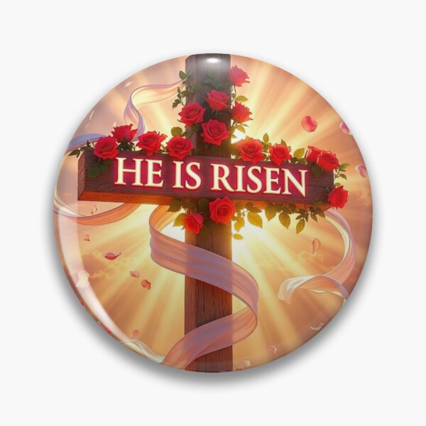 Item preview, He Is Risen Rose Cross – Inspirational Christian Easter Art designed and sold by PixelVibe782.