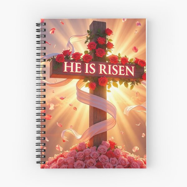 Item preview, He Is Risen Rose Cross – Inspirational Christian Easter Art designed and sold by PixelVibe782.