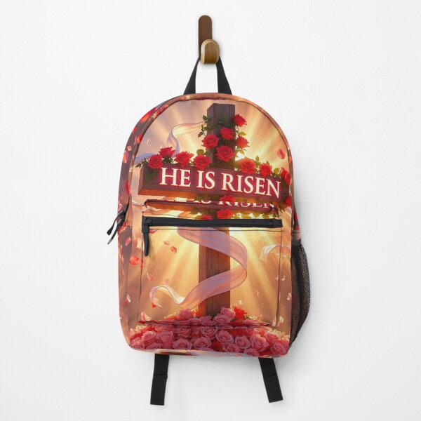 Item preview, He Is Risen Rose Cross – Inspirational Christian Easter Art designed and sold by PixelVibe782.