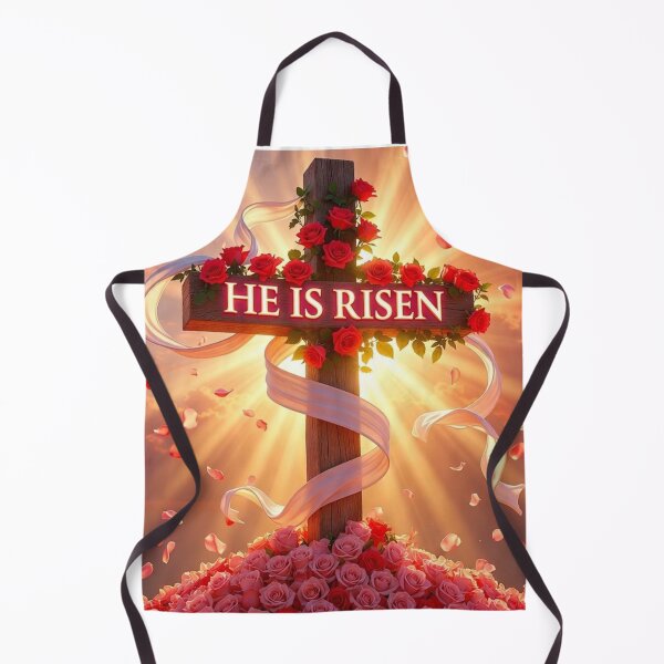 Item preview, He Is Risen Rose Cross – Inspirational Christian Easter Art designed and sold by PixelVibe782.