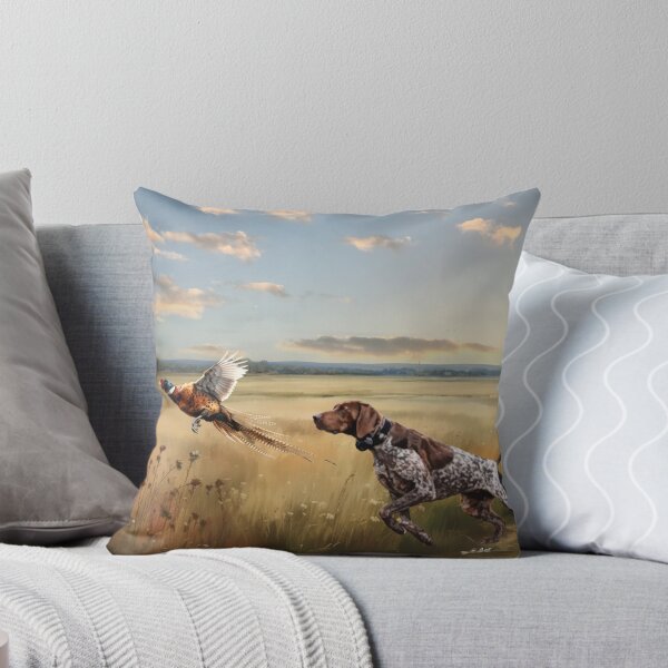 Item preview, Pheasant Flush with German Shorthaired Pointer - Hunting Dog Art designed and sold by TammyHunterArt.