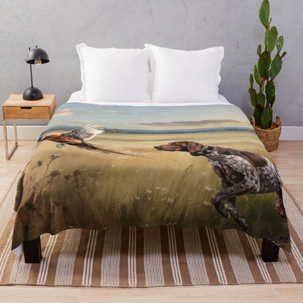 Item preview, Pheasant Flush with German Shorthaired Pointer - Hunting Dog Art designed and sold by TammyHunterArt.