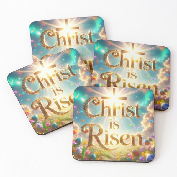 Item preview, Christ Is Risen Golden Cross – Inspirational Christian Easter Art designed and sold by PixelVibe782.